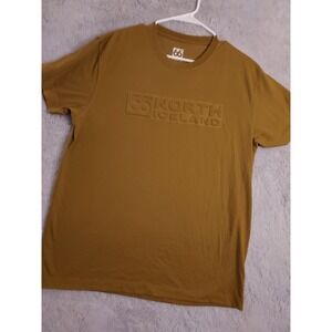 66 Degrees Iceland Mens Large Blaer Brown Spellout Logo Cotton Short Sleeve L